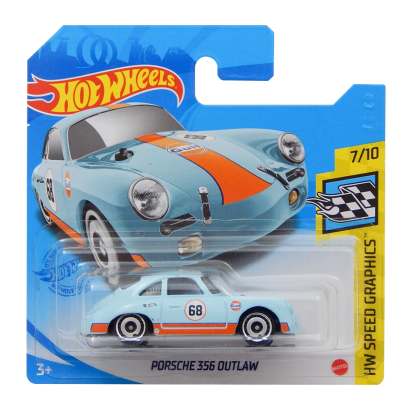 Машинка Базова Hot Wheels Porsche 356 Outlaw Gulf Speed Graphics 1:64 GRY45 Light Blue - Retromagaz