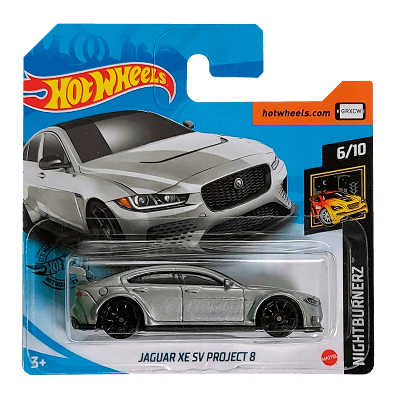 Машинка Базова Hot Wheels Jaguar XE SV Project 8 Nightburnerz 1:64 GHF47 Grey - Retromagaz