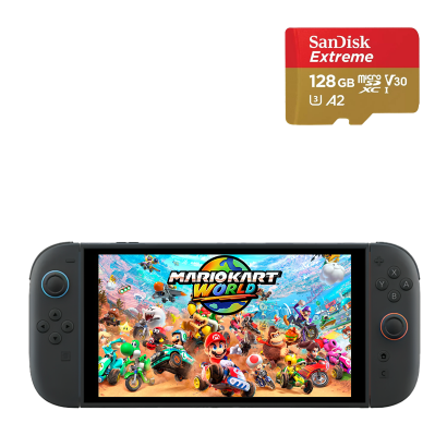 Набор Консоль Nintendo Switch 2 Mario Kart World Bundle 256GB Black Новый  + Карта Памяти SanDisk UHS-I Pro U3 V30 A2 + SD Adapter - Retromagaz