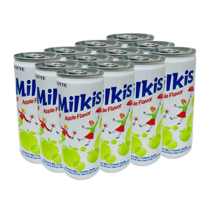 Набір Напій 12шт Lotte Milkis Газований Молочний Яблуко 250ml - Retromagaz