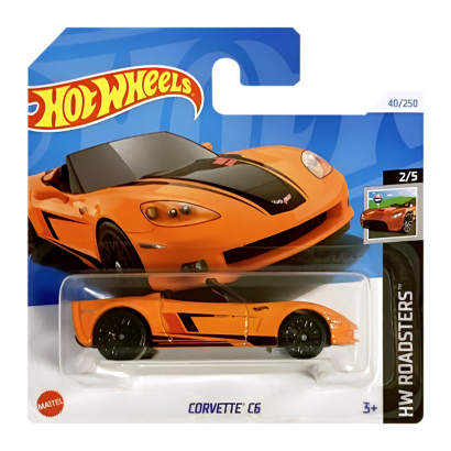 Машинка Базова Hot Wheels Corvette C6 Roadsters 1:64 HTC14 Orange - Retromagaz