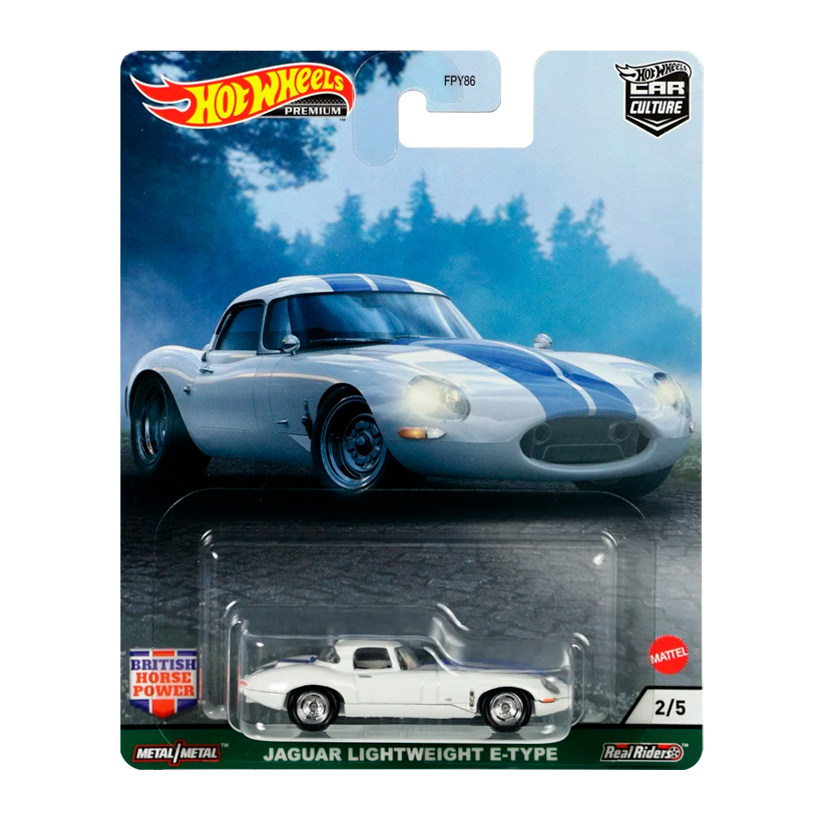 Машинка Premium Hot Wheels Jaguar Lightweight E-Type British Horsepower 1:64 GRJ60 White - Retromagaz