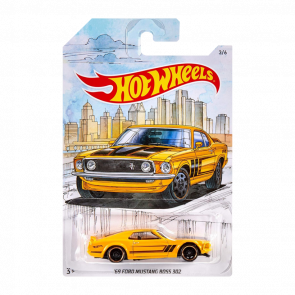 Тематическая Машинка Hot Wheels '69 Ford Mustang Boss 302 Detroit Muscle 1:64 FYY10 Yellow - Retromagaz