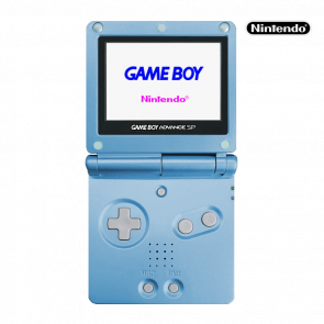 Консоль Nintendo Game Boy Advance SP AGS-101 з Логотипом Pearl Blue Б/У - Retromagaz