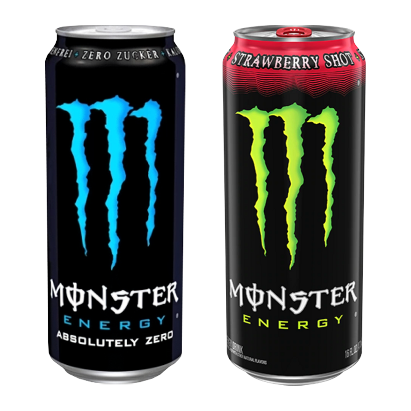 Набор Полный Ноль (Напиток Энергетический Monster Energy Absolutely Zero 500ml + Strawberry Shot Zero Sugar) - Retromagaz