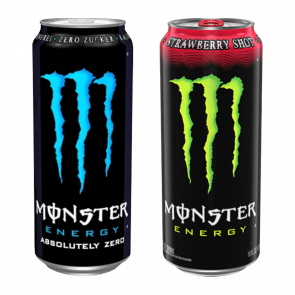 Набір Повний Нуль (Напій Енергетичний Monster Energy Absolutely Zero 500ml + Strawberry Shot Zero Sugar) - Retromagaz
