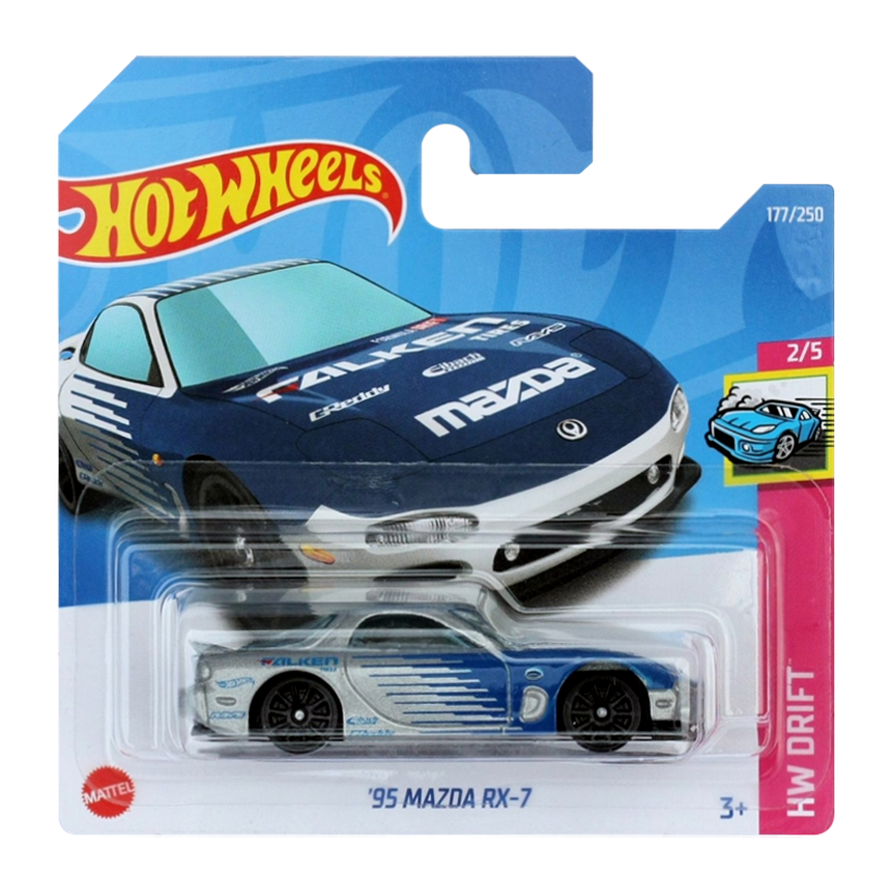 Машинка Базова Hot Wheels '95 Mazda RX-7 Falken Drift 1:64 HCX62 Silver - Retromagaz