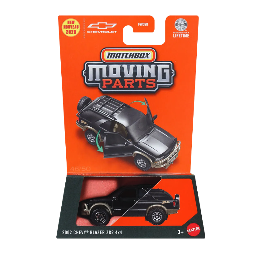 Тематическая Машинка Matchbox 2002 Chevy Blazer ZR2 4x4 Moving Parts 1:64 JHV37 Black - Retromagaz