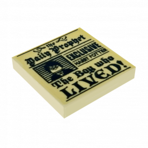 Плитка Lego Декоративная Groove with 'the Daily Prophet - EXCLUSIVE HARRY POTTER - The Boy who LIVED!' 2 x 2 3068bpb1156 6236629 Tan 2шт Б/У - Retromagaz