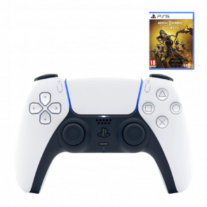 Набір Геймпад Бездротовий Sony PlayStation 5 DualSense White Новий  + Гра Mortal Kombat 11 Ultimate Edition Російські Субтитри - Retromagaz