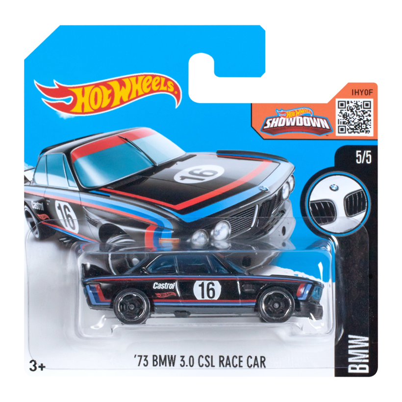Машинка Базовая Hot Wheels '73 BMW 3.0 CSL Race Car BMW 1:64 DHX63 Black - Retromagaz