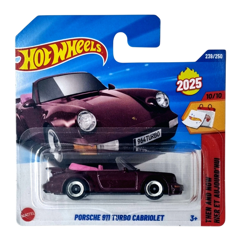 Машинка Базова Hot Wheels Porsche Porsche 911 Turbo Cabriolet Then and Now 1:64 HYW37 Pink - Retromagaz