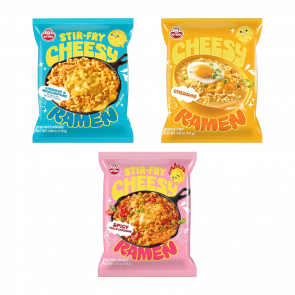 Набор Лапша Ottogi Stir Fry Рамьон с Сыром Чеддер и Маскарпоне 110g  + Cheesy Рамьон с Сыром Чеддер + Stir Fry Рамьон с Чили и Сыром Чеддер - Retromagaz