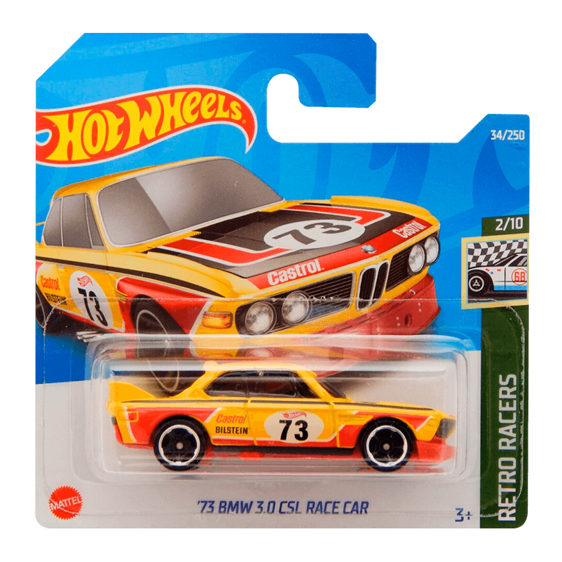 Машинка Базова Hot Wheels '73 BMW 3.0 CSL Race Car Retro Racers 1:64 HCW51 Yellow - Retromagaz