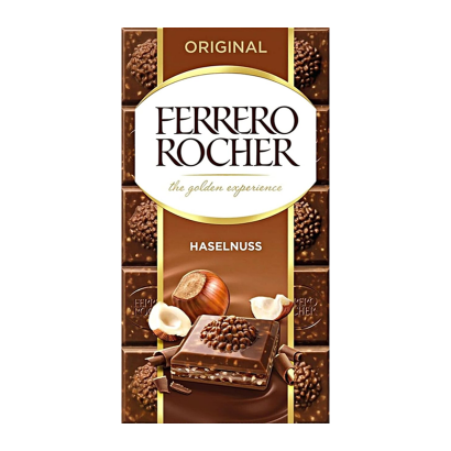 Шоколад Молочний Ferrero Rocher Haselnuss 90g 8000500359488 - Retromagaz