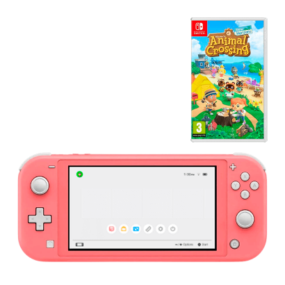 Набір Консоль Nintendo Switch Lite 32GB Coral Новий  + Гра Animal Crossing: New Horizons Російська Озвучка - Retromagaz
