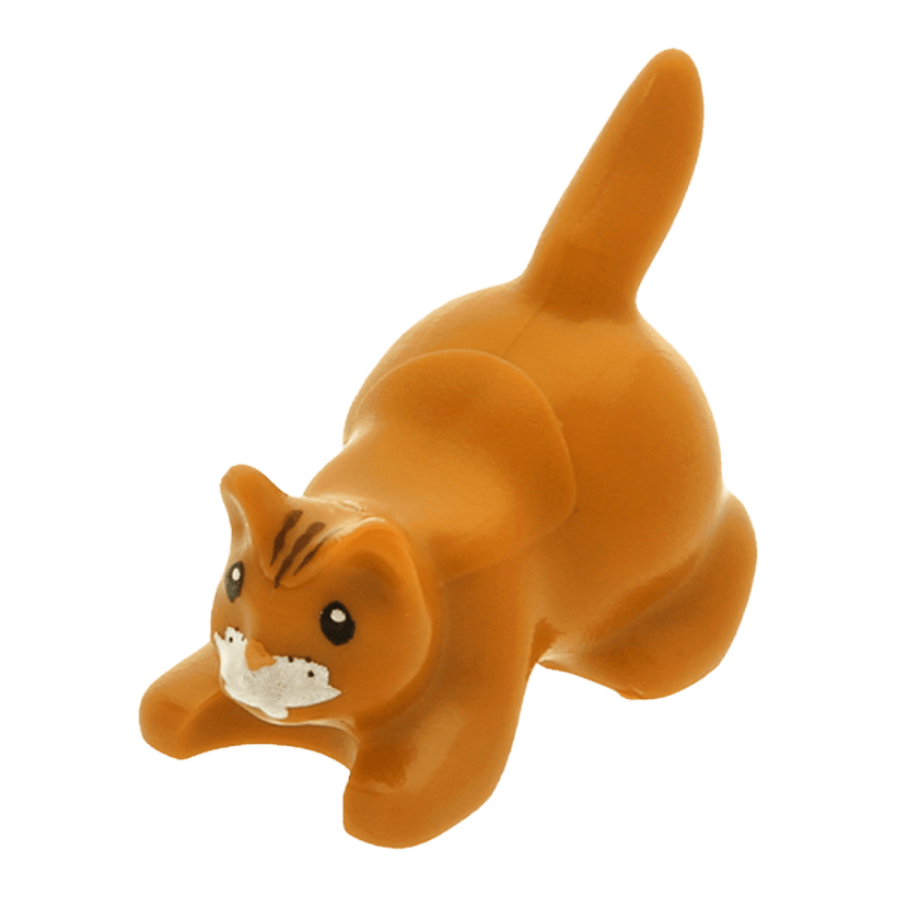 Фигурка Lego Земля Cat Black Eyes Dark Brown Stripes on Head and White Muzzle Animals 6251pb03 4603517 Medium Nougat Б/У - Retromagaz