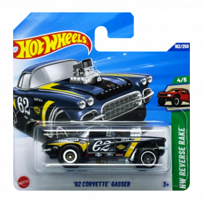 Машинка Базова Hot Wheels '62 Corvette Gasser Super Treasure Hunt STH Reverse Rake 1:64 JBC43 Black Машинка Базова Hot Wheels '62 Corvette Gasser Super Treasure Hunt STH Reverse Rake 1:64 JBC43 Black - Retromagaz
