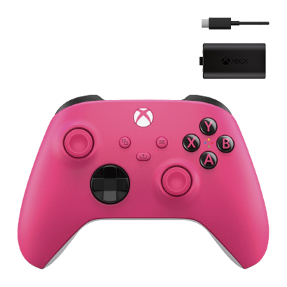 Набір Геймпад Бездротовий Microsoft Xbox Series Controller Deep Pink Новий  + Акумулятор Play and Charge Kit + Кабель USB Type-C Black - Retromagaz