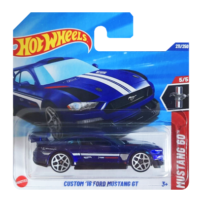 Машинка Базова Hot Wheels Custom '18 Ford Mustang GT Mustang 60 1:64 HYY94 Blue - Retromagaz