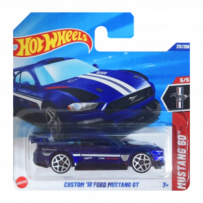 Машинка Базова Hot Wheels Custom '18 Ford Mustang GT Mustang 60 1:64 HYY94 Blue Машинка Базова Hot Wheels Custom '18 Ford Mustang GT Mustang 60 1:64 HYY94 Blue - Retromagaz