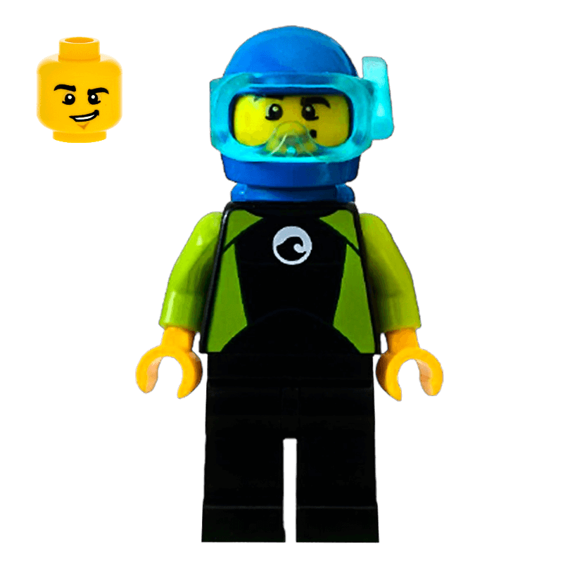 Фигурка Lego Harbor 973pb2739 Diver Male City cty1062 Б/У - Retromagaz