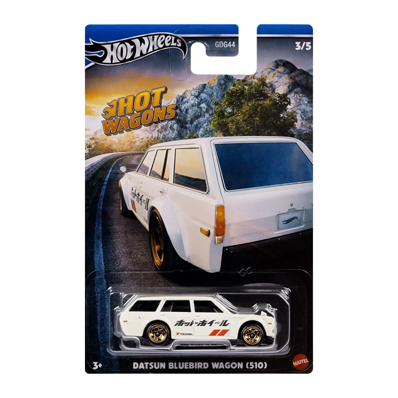 Тематическая Машинка Hot Wheels Datsun Bluebird (510) Hot Wagons 1:64 HWR56/HRR88 White - Retromagaz