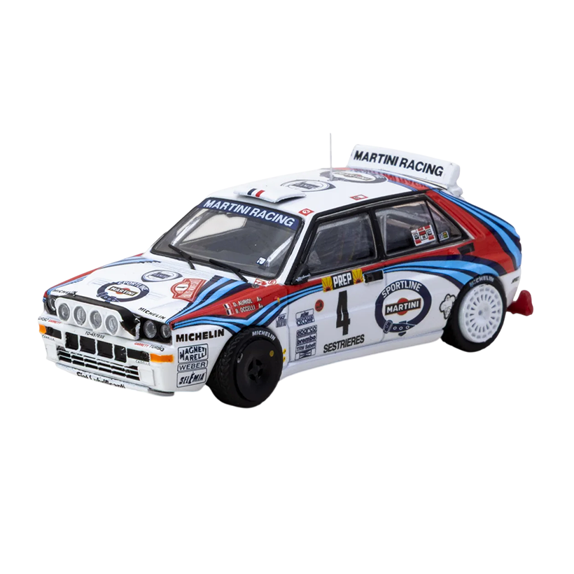 Машинка Premium Tarmac Works Lancia Delta HF Integrale Monte Carlo Rally 1992 #04 Winner Didier Auriol / Bernard Occelli 1:64 T64-049-92MCR04 White - Retromagaz