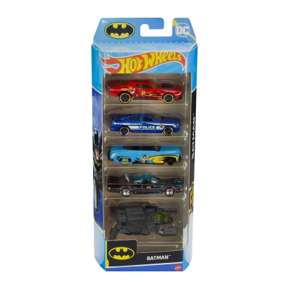 Машинка Базовая Hot Wheels Muscle Bound / Dodge Charger / Merc / Batmobile / The Bat DC Batman 1:64 HLY68 Black 5шт - Retromagaz