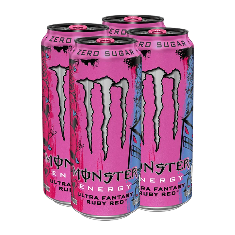Набір Напій Енергетичний 4шт Monster Energy Ultra Fantasy Ruby Red Zero Sugar 500ml - Retromagaz