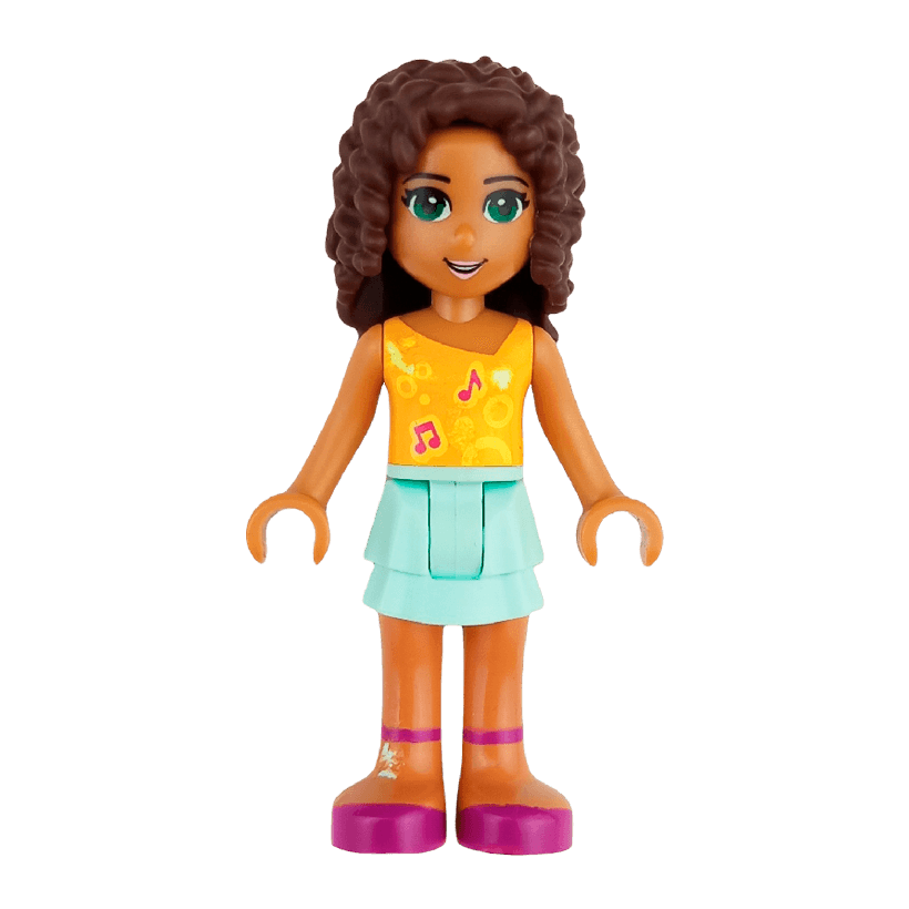 Фігурка Lego Girl Andrea Light Aqua Layered Skirt Friends frnd014 Б/У - Retromagaz