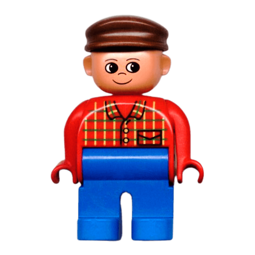 Фигурка Lego Boy Blue Legs Red Top Plaid Brown Cap Duplo 4555pb100 1 Б/У - Retromagaz