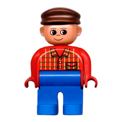 Фігурка Lego Blue Legs Red Top Plaid Brown Cap Duplo Boy 4555pb100 1 Б/У - Retromagaz