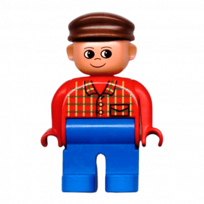 Фигурка Lego Blue Legs Red Top Plaid Brown Cap Duplo Boy 4555pb100 1 Б/У