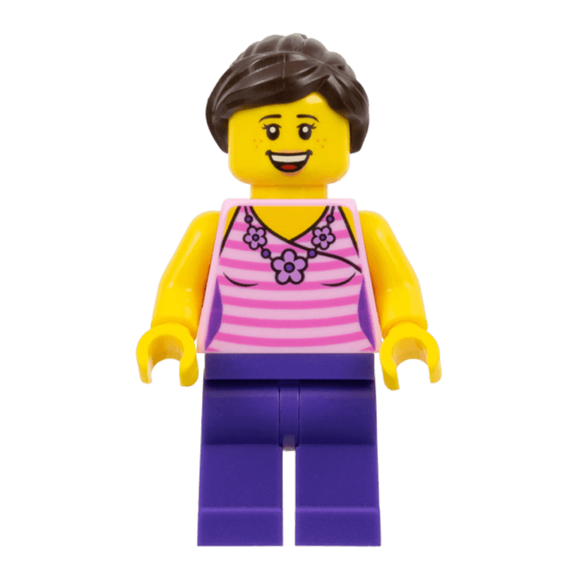 Фигурка Lego People 973pb1978 Female Dark Pink Striped Top City twn288 1 Б/У - Retromagaz