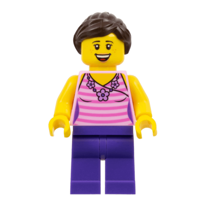 Фігурка Lego People 973pb1978 Female Dark Pink Striped Top City twn288 1 Б/У - Retromagaz