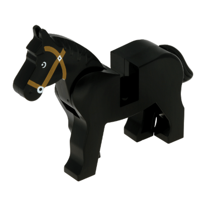 Фигурка Lego Horse with Black and White Eyes White Pupils and Medium Nougat Bridle Animals Земля 4493c01pb07 1 4587388 Black Б/У - Retromagaz
