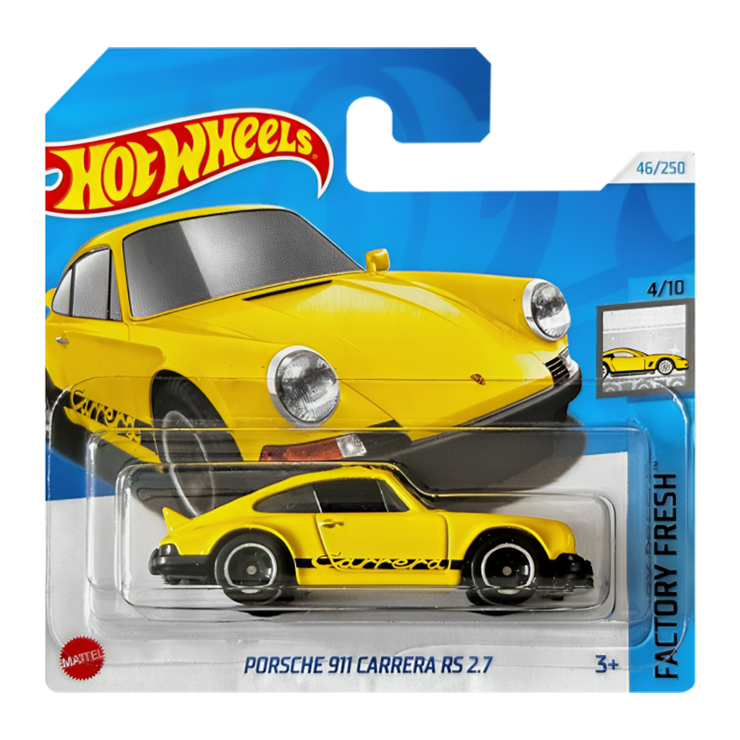 Машинка Базовая Hot Wheels Porsche Porsche 911 Carrera RS 2.7 Factory Fresh 1:64 HTC49 Yellow - Retromagaz
