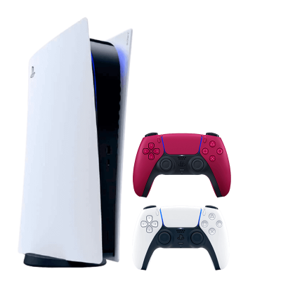 Набір Консоль Sony PlayStation 5 Digital Edition 825GB White Новий  + Геймпад Бездротовий DualSense Cosmic Red - Retromagaz