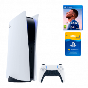 Набір Консоль Sony PlayStation 5 Blu-ray 825GB White Standart Новий + Гра Sony FIFA 22 + PlayStation Plus 3 Місяці Набір Консоль Sony PlayStation 5 Blu-ray 825GB White Standart Новий + Гра Sony FIFA 22 + PlayStation Plus 3 Місяці - Retromagaz