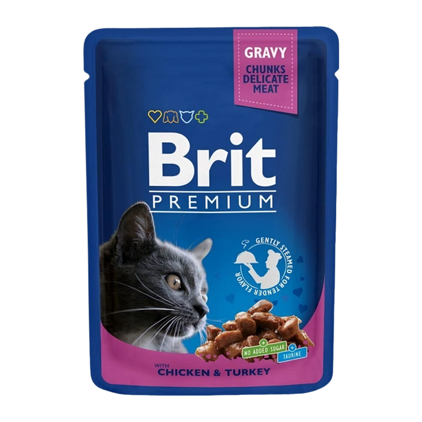 Влажный Корм для Кошек Brit Premium Индейка Курица 100g - Retromagaz