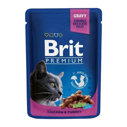 Влажный Корм Brit Premium Индейка Курица для Кошек 100g - Retromagaz