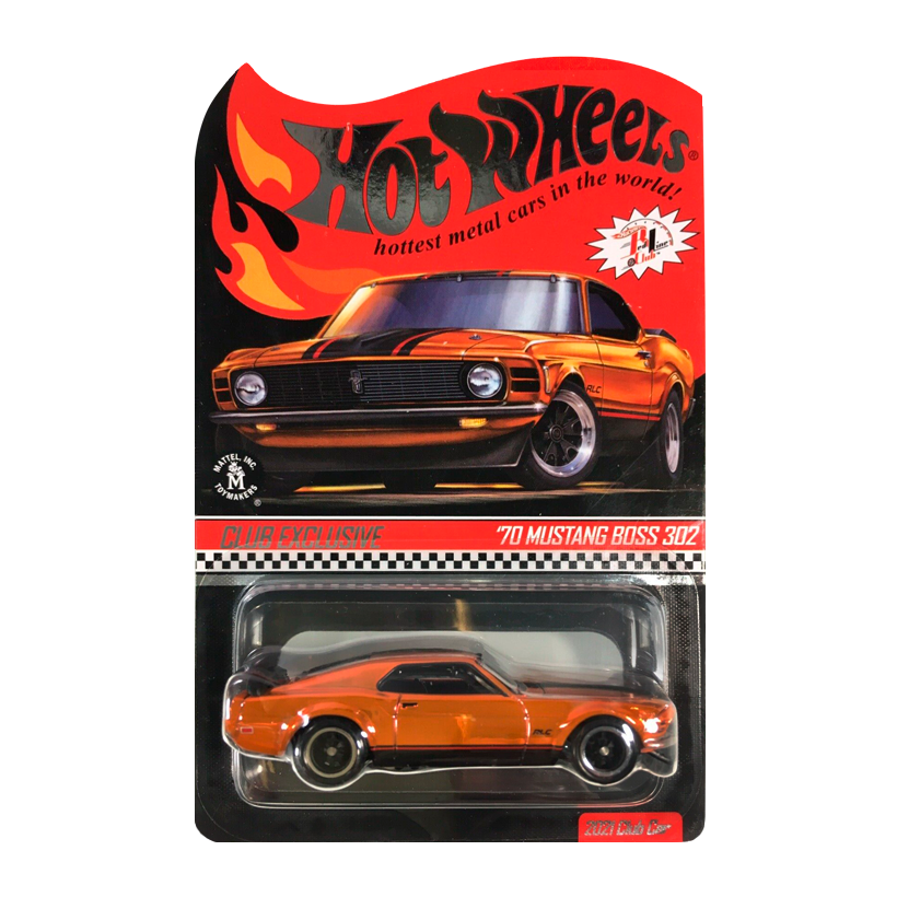 Машинка Premium Hot Wheels '70 Ford Mustang Boss 302 Red Line Club RLC 1:64 GXJ22 Orange - Retromagaz