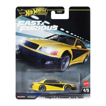 Машинка Premium Hot Wheels Toyota Chaser JZX 100 Fast & Furious 1:64 JBL89 Yellow - Retromagaz