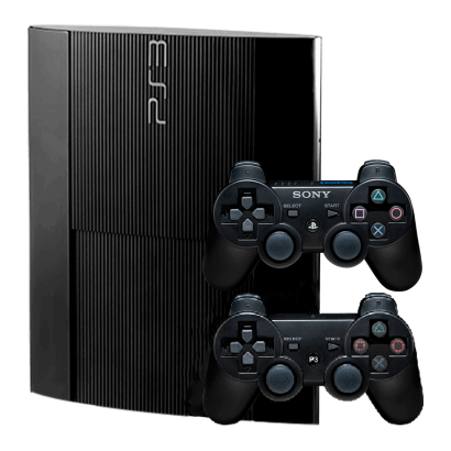 Набір Консоль Sony PlayStation 3 Super Slim 500GB Black Б/У  + Геймпад Бездротовий DualShock 3 - Retromagaz