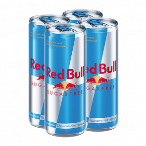 Набор Напиток Энергетический 4шт Red Bull Sugar Free 250ml - Retromagaz
