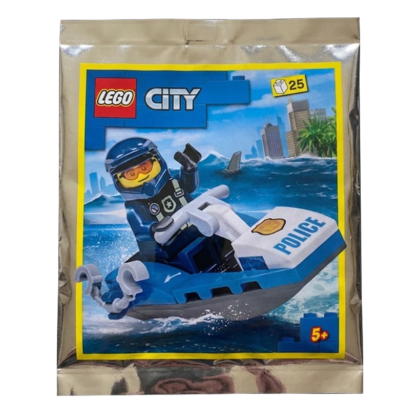 Конструктор Lego Фигурка Policeman with Jet Ski Foil Pack City 952207 cty1475 Новый - Retromagaz