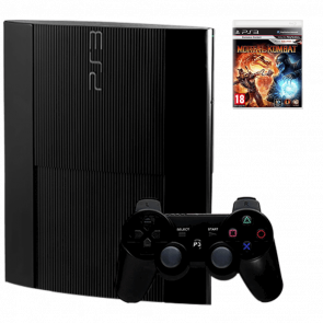 Набір Консоль Sony PlayStation 3 Super Slim 500GB Black Б/У  + Гра Mortal Kombat Англійська Версія