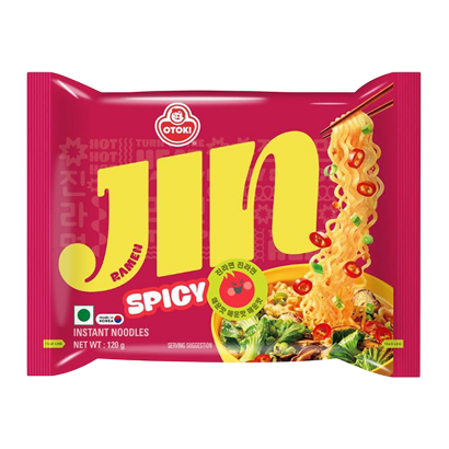 Локшина Ottogi Jin Рамьон з Овочами і Яловичиною Гостра 120g - Retromagaz