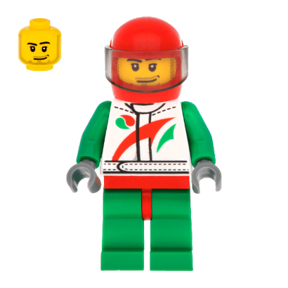 Фигурка Lego Race 973pb1373 Car Driver White Race Suit City cty0435 Б/У - Retromagaz